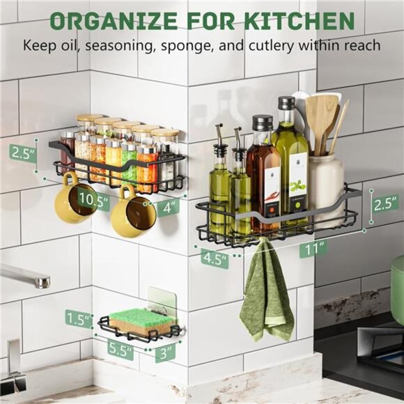 Shower Caddy 3-Pack, Adhesive Shower Organizer with Soap Holder - Picture 6 of 16